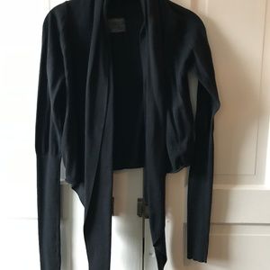 All Saints Black Wrap Sweater Top